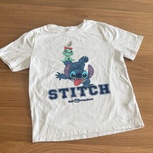 Walt Disney World Kids XL (14) White T-Shirt with Stitch and Scrump